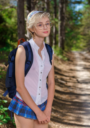 18 year old Euro hottie Ena Sweet posing non nude in denim shorts
